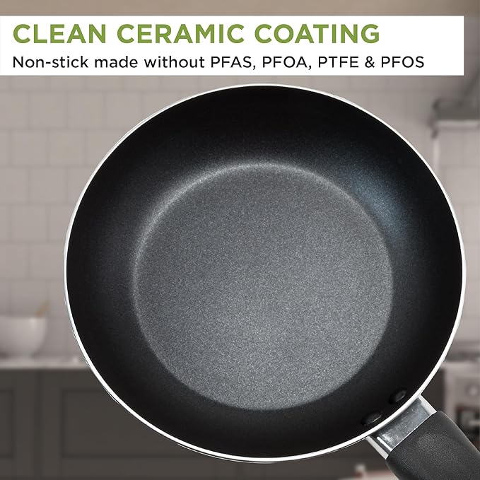 Ecolution Easy Clean Ceramic Nonstick Cookware Set Dishwasher Safe Kitchen Pots and Pans Set Comfort Grip Handle Even Heating Ultimate Food Release 26-Piece Red