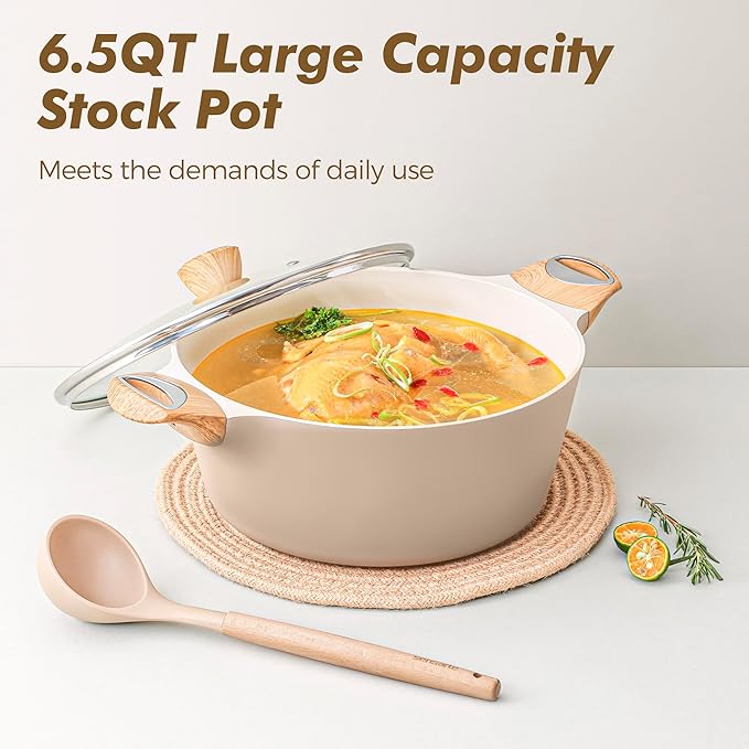 SENSARTE Ceramic Pots and Pans Set Nonstick Kitchen Cookware Sets 14-Piece Induction Cookware Non-toxic Healthy Non Stick Cooking Set with Frying Pans Set PFAS PTFE PFOA PFOS Free