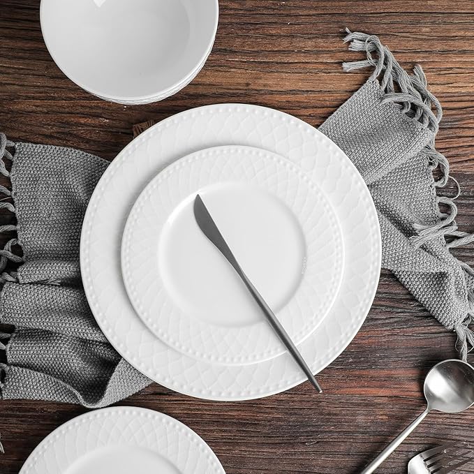 Stone Lain Alexandria 32-Piece Dinnerware Set Bone China White