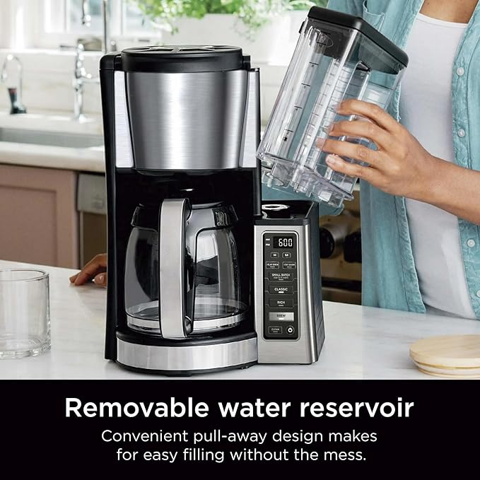 Niinja 12-Cup Programmable Coffee Maker Glass Carafe with Classic &amp Rich Brew Styles Adjustable Warming Plate &amp Removable 60‑oz Reservoir