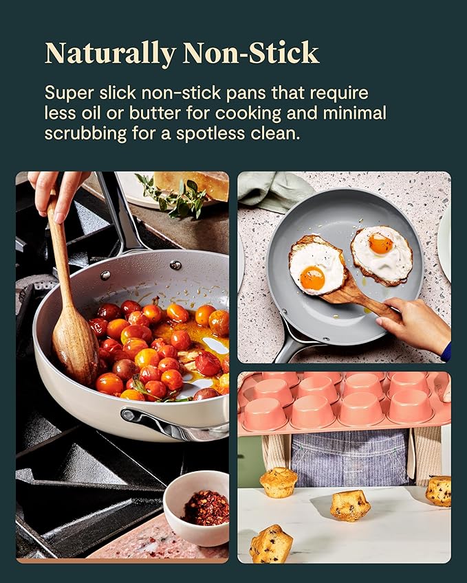 Caraway 23-Piece Nonstick Ceramic Cookware &amp Bakeware Set – Pots Frying Pans Lids Baking Sheets Pans Cooling Rack &amp Storage – Oven Safe Non-Toxic – Compatible with All Stovetops - Marigo
