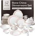 Joseph Sedgh Collection Sandra 57-Piece Bone China Dinnerware Set Service for 8 Blush Pink and Gold