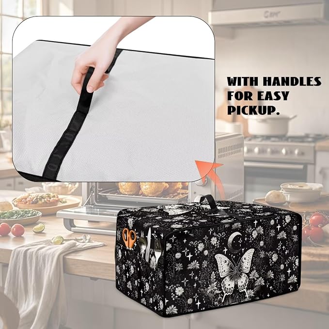 Butterfly Plants Dustproof Toaster Oven Cover Waterproof Air Fryer Compatible for Air Fryer/French Door 360 Air Fryer Toaster Oven Combo With Organizing Side Pockets