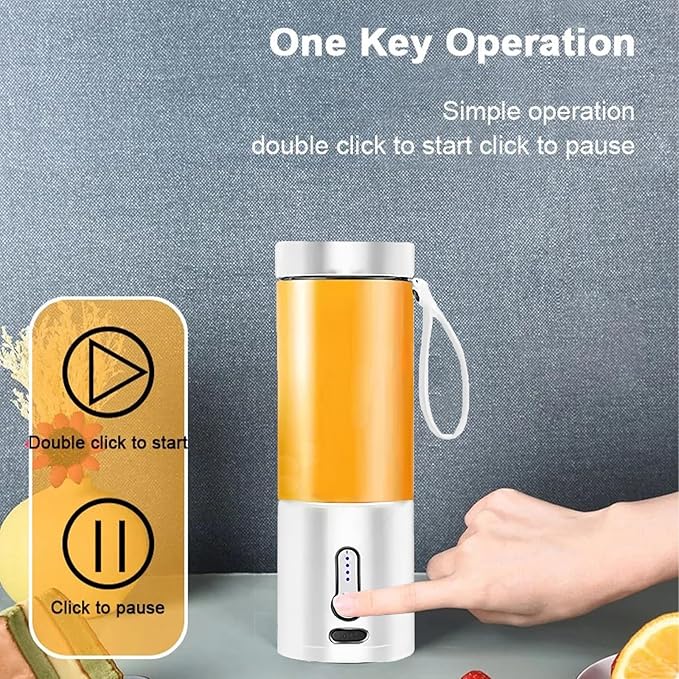 Portable Juicer Smoothie Blender USB Rechargeable Food Processor Fruit Mixer Machine Mini Juicer Blender Cup 530ML [White]
