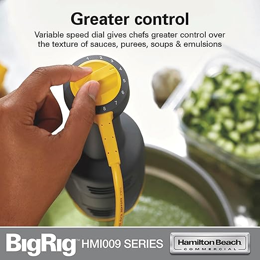 Hamilton Beach Commercial HMI009 BigRig Compact Immersion Blender with 9 Inch Shaft Up to 3 Gallons Capacity Variable Speed Easy to Use NSF Certified