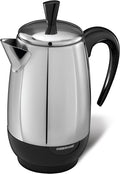 Farberware Electric Coffee Percolator Stainless Steel Basket Automatic Keep Warm No-Drip Spout 8 Cup