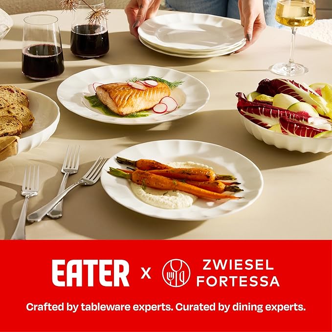 Eater x Zwiesel Fortessa Parasol Bone China 12 Piece Dinnerware Set (Service for 4) White
