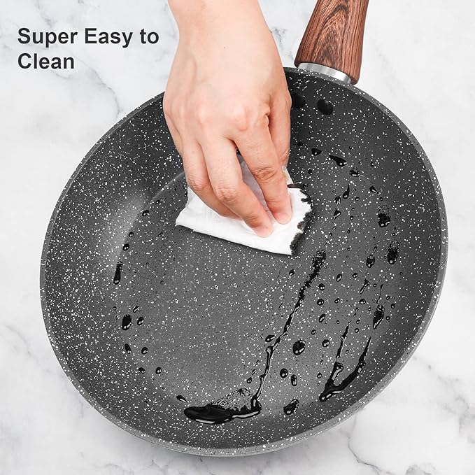 Granite Pots and Pans Set Non Stick 11 Piece Die-Cast Induction Cookware Set Nonstick Kitchen Cooking Set w/Frying Pans &amp Saucepans PFOA Free