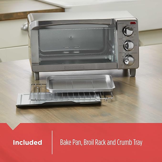 BLACK+DECKER 4-Slice Toaster Oven with Natural Convection Stainless Steel TO1760SS (TO1760SST-1)