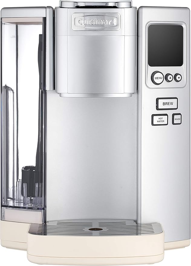 Cuisinart Coffee Maker Single Serve 72-Ounce Reservoir Coffee Machine Programmable Brewing &amp Hot Water Dispenser Stainless Steel Cream