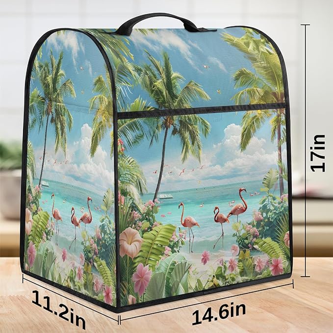 cfpolar Kitchen Aid Mixer Cover Compatible with 6-8 Quarts Summer Flamingo Flowers Stand Mixer Cover Kitchen Aid Mixers Accessories Appliance Organizer