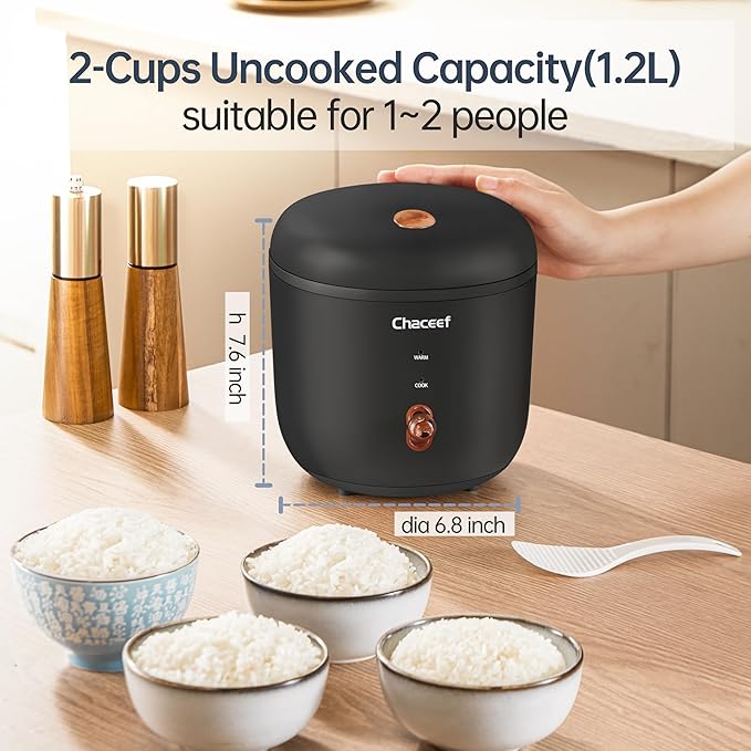 CHACEEF 1.2L Mini Rice Cooker &amp 350ml Travel Electric Kettle