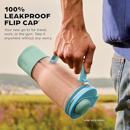 Ninja Blendboss™ | Personal Blender for Smoothies &amp Frozen Drinks | 26oz Travel Tumbler with LeakProof Lid Chug Spout &amp Detachable Straw | Auto-iQ Technology | Blue Raspberry | DB351BL