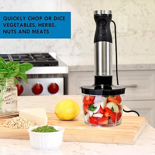 Kenmore Immersion Blender - Handheld Stick Mixer Electric Hand Blender with Stainless Steel Shaft Whisk Variable Speed for Smoothies Milkshakes Baby Food Puree Batidora de Inmersión
