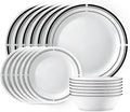 Corelle 18-Piece Round Dinnerware Set Service for 6 Lightweight Round Plates and Bowls Set Vitrelle Triple Layer Glass Chip and Scratch Resistant Microwave and Dishwasher Safe Brasserie
