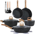 Ceramic Cookware Sets 15PCS Pots and Pans Set Non Stick (black15)