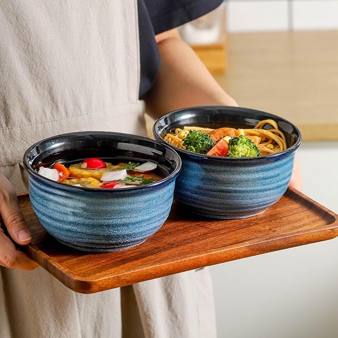 Hasense 14-Piece Dinnerware Set Chip and Scratch Resistant Plates and Bowls Stoneware Round Kitchen Dishes Set Service for 4 Dishwasher Oven Microwave Safe Blue