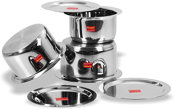 Sumeet Stainless Steel Cookware Set With Lid 1 Liter To 1.7 L 3 Piece (Steel)