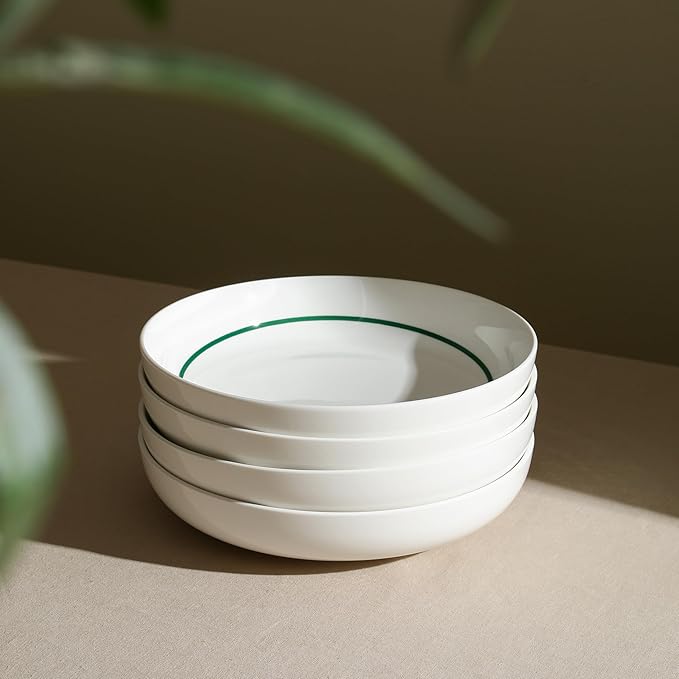 Stone Lain Luna 24-Piece Porcelain Dinnerware Set Plates and Bowls Set Dish Set for 8 Green