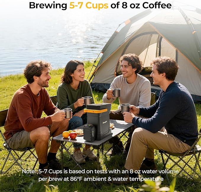 BougeRV Coffee Machine with 18V 8Ah Battery Powered Compatible with K Cup Coffee Pods &amp Ground Cordless Coffee Maker for Travel Camping Outdoor Worker Home