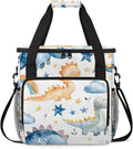 Cute Dino Rainbow Coffee Maker Carring Bag Large Insulated Storage Organizer Case Tote Bags with Shoulder Strap for Travel Work Picnic