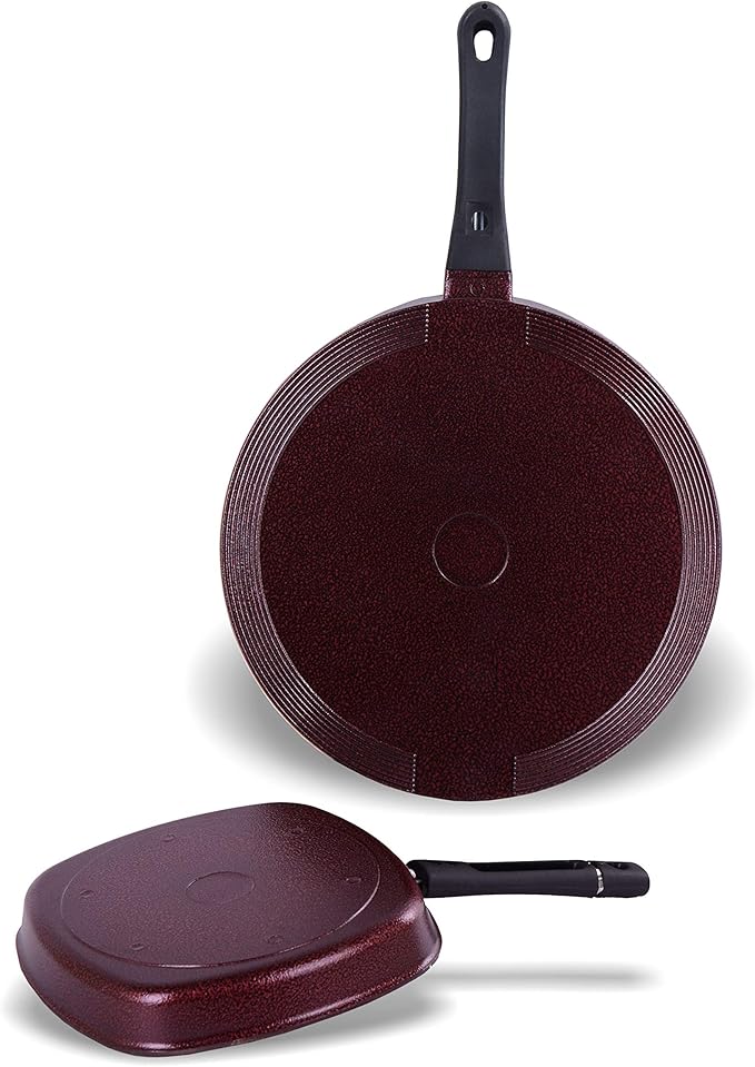 Sumeet Nonstick Granite Finish JHAROKHA Cookware Set (Tawa 30.5cm Dia + Grill Pan 22cm Dia)