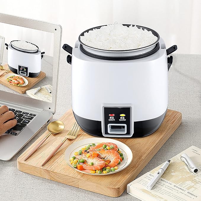 Rice Cooker Rice Cooker Electric Non Stick Rice With Steamer 1.2L Multicooker With Premium Inner Pot And Keep Warm(White)