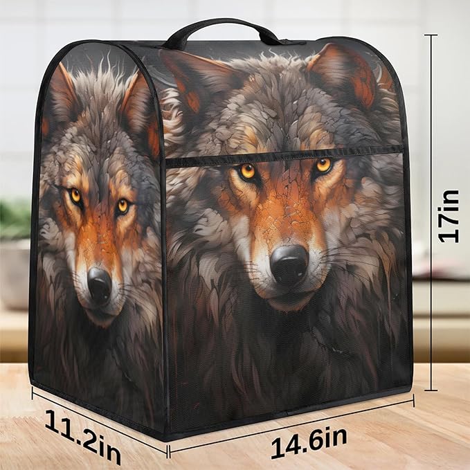 cfpolar Kitchen Aid Mixer Cover Compatible with 6-8 Quarts Retro Wolf Animal Stand Mixer Cover Kitchen Aid Mixers Accessories Appliance Organizer Bag Dust Covers with Zipper Pocket