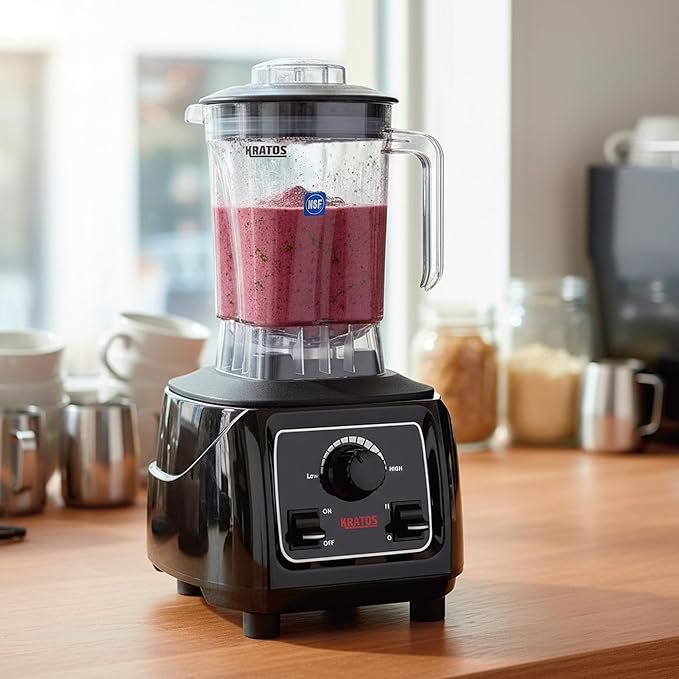 Kratos Commercial 3.5 HP Variable Speed Blender Pulse Feature 48 oz. Jar 120V 1800W NEMA 5-15P Plug Black Countertop Professional Blender (29B-006)