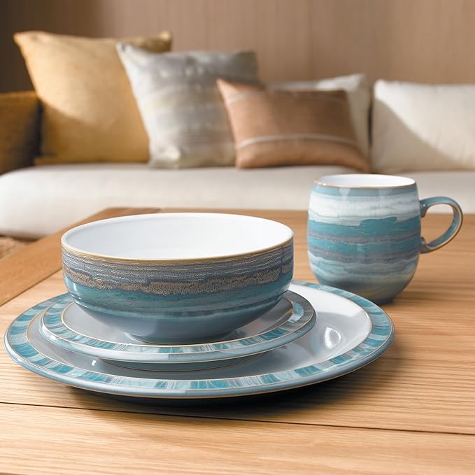 Denby Azure Coast Stoneware Dinner Set 16-Piece - Turquoise