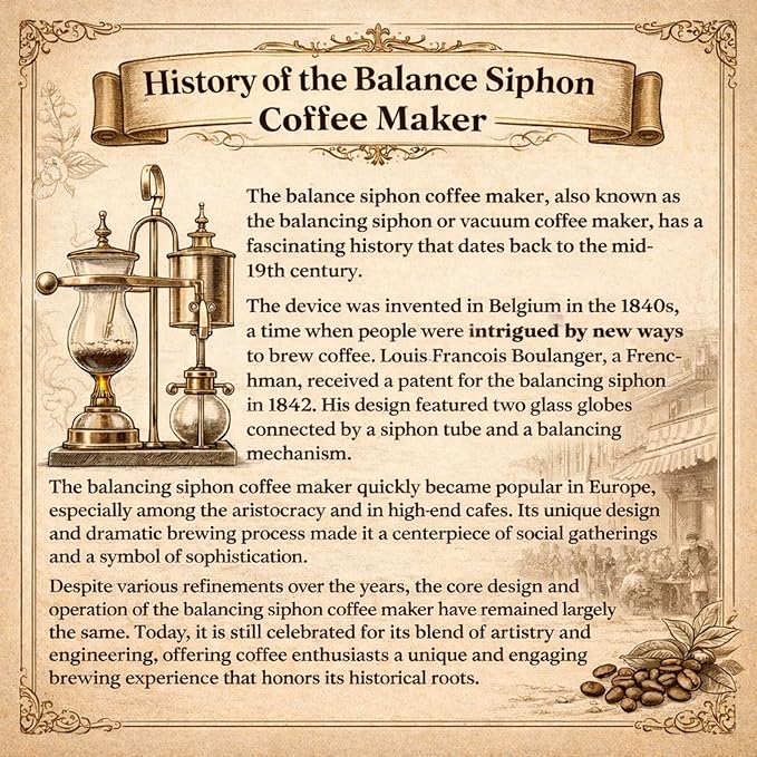 Nispira Belgian Balance Syphon Vacuum Coffee Maker 500ml Vintage Gravity Brewing System Gold &amp Peacock Blue Finish Manual Tabletop Coffee Brewer