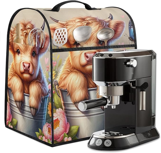 Kitchen Aid Mixer Cover Animal Cow Stand Mixer Cover Compatible with 6-8 Quarts Stand Mixers Dust Covers with Zipper Pocket Foldable Washable Kitchen Aid Organizer Bag