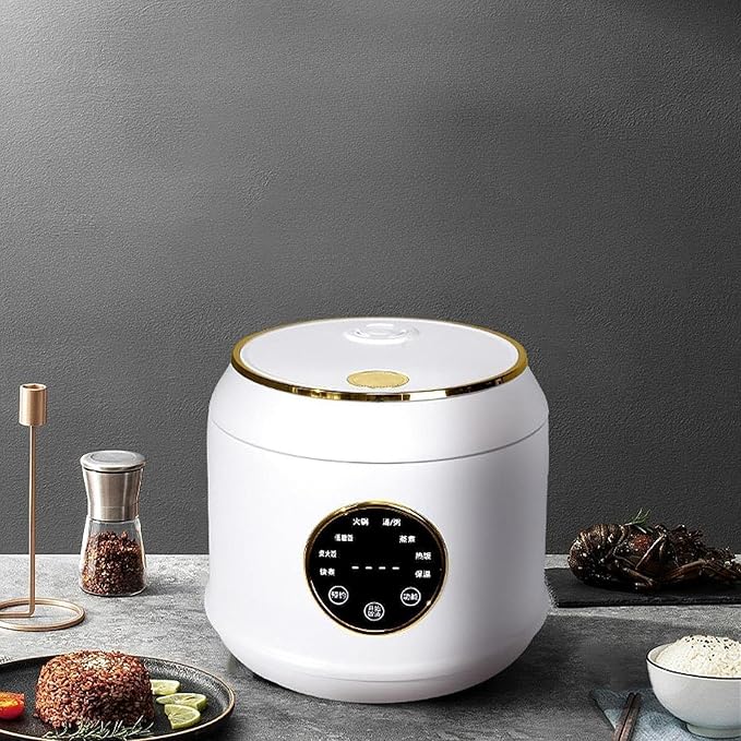 Digital Rice Cooker 7 Cooking Function Portable Versatile Rice Cooking Pot Ceramic Glaze Liner for Pasta Eggs Ramen Steak Fry white
