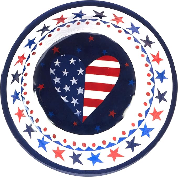 Unknown1 Stars Stripes 12-Piece Dinnerware Set Service for 4 Blue Multi Color Red Holiday Modern Contemporary Round 12 Piece Dishwasher Safe