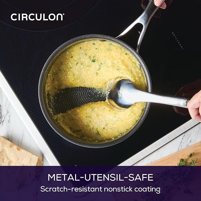 Circulon Scratch Defense Stainless Steel Pan Set: 3 Piece Induction Hob Pan Set with Extreme Non Stick Induction &amp All Hob Suitable