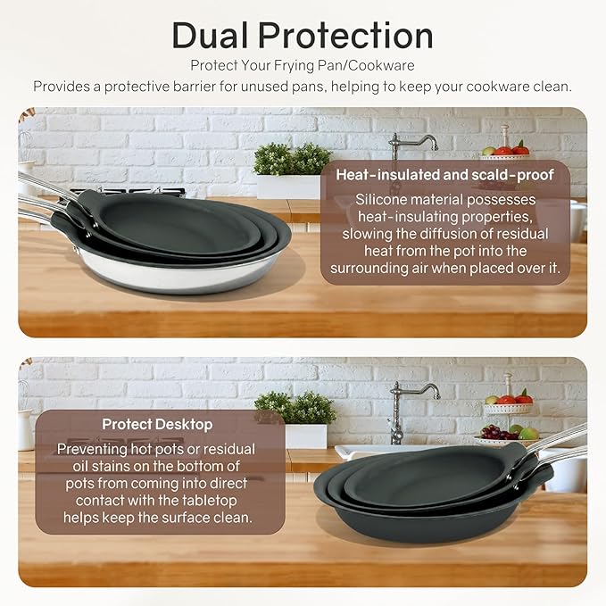 Silicone Pan Protectors (Include 81012) Set Of 3Frying Pans Protectors For Stacking Non Stick And Protecting Your fry pan Compatible with Hexclad Cookware Set Tfal Nonstick Frying Pans &ampMo