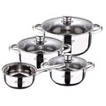 San Ignacio 7-Piece Cookware Set - Stainless Steel Includes 16 x 7.5 cm Casserole 18 x 8.5 cm Saucepan with Lid 20 x 9.5 cm Saucepan with Lid 24 x 11.5 cm Casserole with Lid