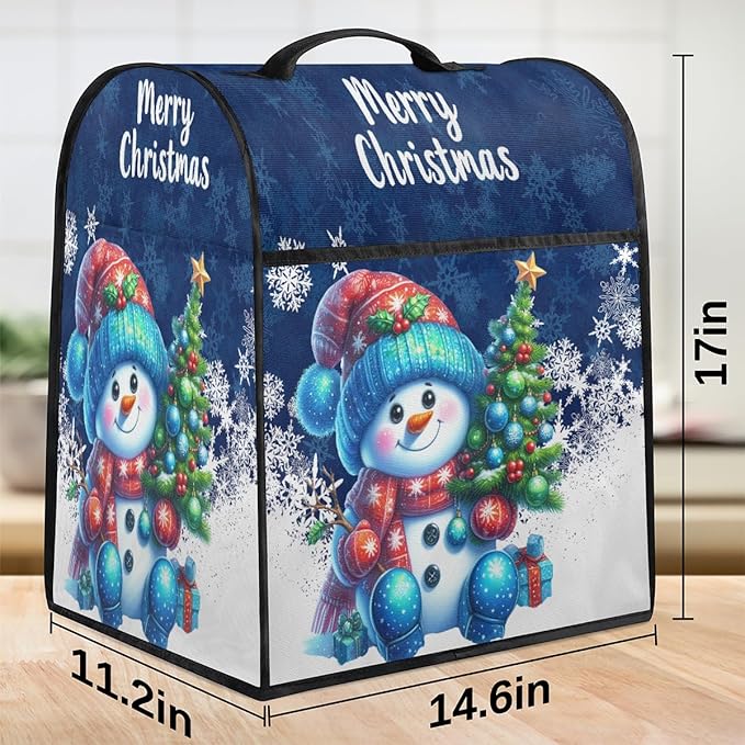 Kitchen Aid Mixer Cover Christmas Tree Snowman Hat Stand Mixer Cover Compatible with 6-8 Quarts Stand Mixers Dust Covers with Zipper Pocket Foldable Washable Kitchen Aid Organizer Bag
