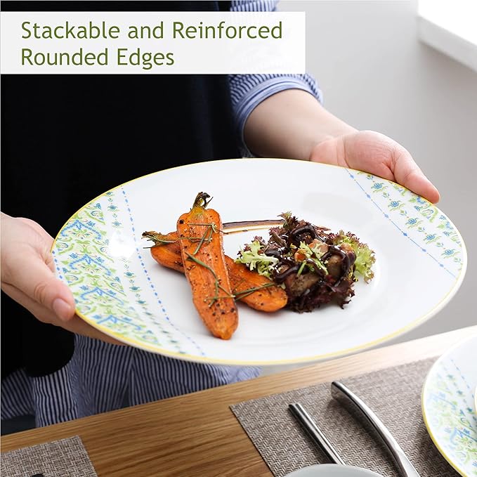 VEWEET Series Magda 16-Piece Dinner Set of Porcelain Combination Set with 10.75 Dinner Plate 7.5 Dessert Plate 5.5 Cereal Bowl and 380ml Mug Service for 4