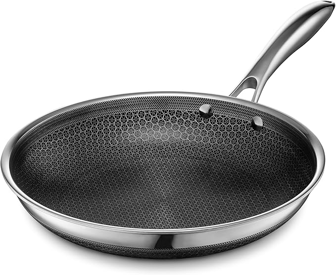 HexClad Hybrid Nonstick 11-Piece Cookware Set 10 Pan 10 Wok 12 Pan with Lid 6-Piece Essential Knife Set and Magnetic Knife Block