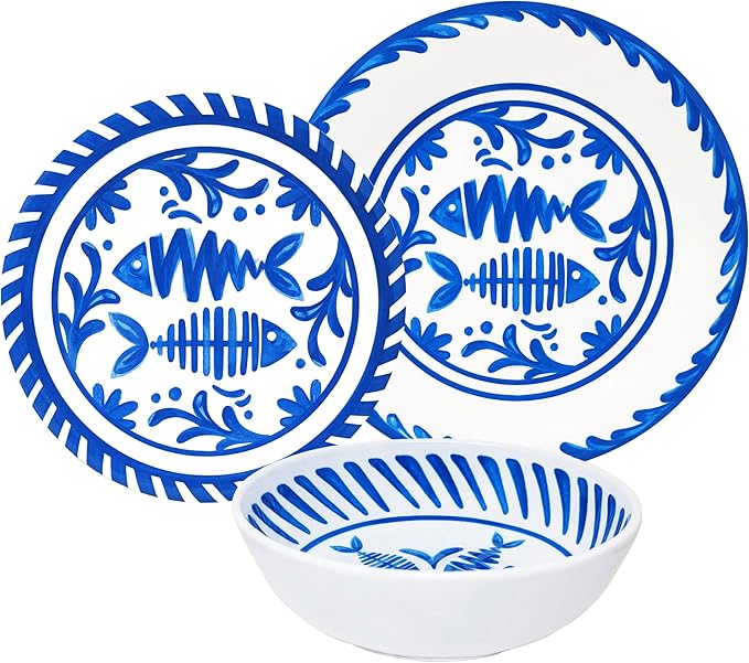 Le Cadeaux 12 Piece Luxury Melamine Dinnerware Set Service for 4 MEDITERRANEO