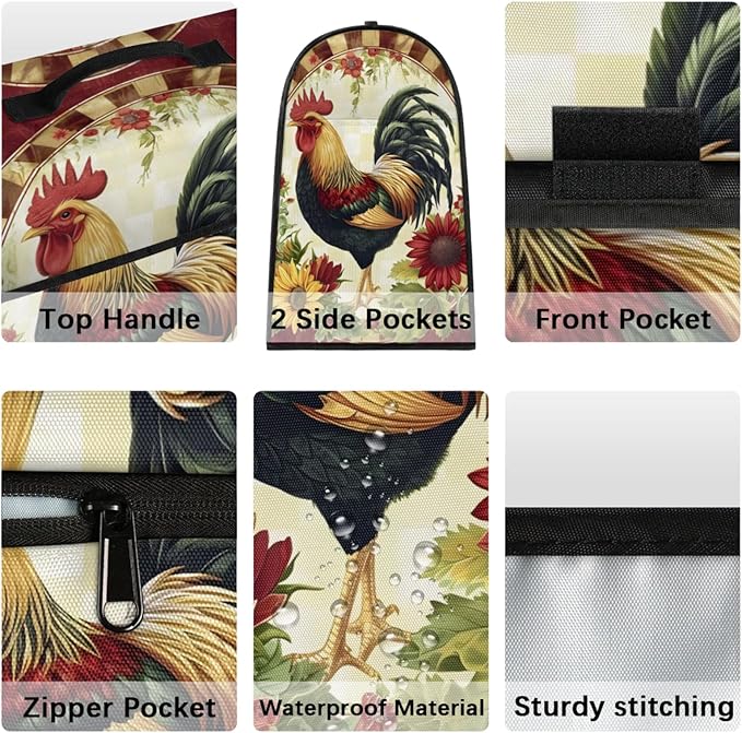 cfpolar Kitchen Aid Mixer Cover Compatible with 6-8 Quarts Rooster Sunflower Farmhouse Stand Mixer Cover Kitchen Aid Mixers Accessories Appliance Organizer Bag Dust Covers with Zipper Pocket