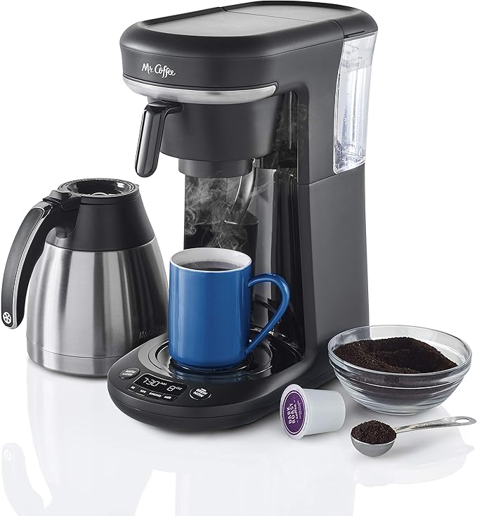 Mr. Coffee Coffee Maker Programmable Coffee Machine for Single Serve or Carafe Coffee 10 Cups Black