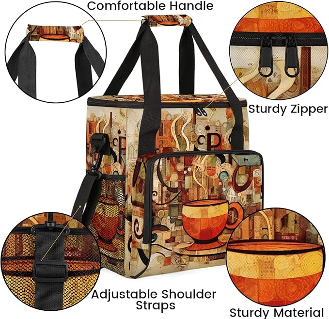Coffee Maker Travel Bag Compatible with Keurig K-Mini or K-Mini Plus Single Serve Coffee Brewer Carrying Case with Multiple Pockets for K-Cup Pods Storage Bag With Shoulder Strap(Bag Only)