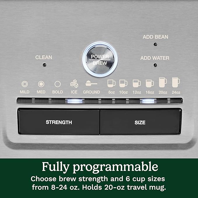 Cuisinart Coffee Maker Custom Grind and Brew Single Cup Coffee Maker 6 Cup Sizes Built-in Stainless Steel Burr Mill Adjustable Strength Grind Control and Over Ice Feature Easy Cleaning DGB-30