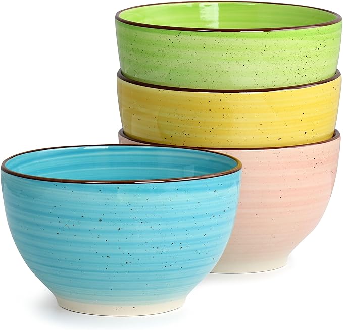 12 Piece Double Bowl Stoneware Dinnerware Set Multi Color Solid Modern Contemporary Round Porcelain Dishwasher Safe