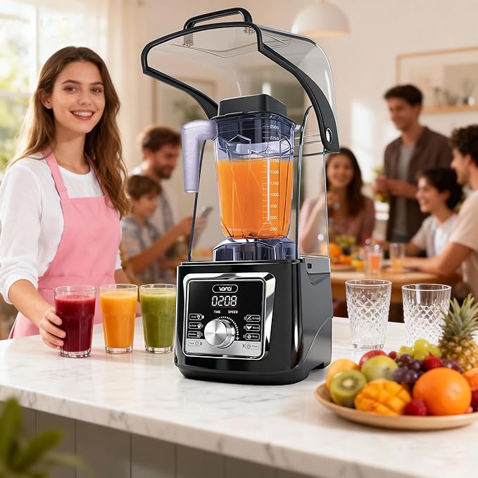 VONCI 2200W Commercial Blender With Sound Enclosure 85OZ Large Capacity Quiet Blender For Smoothies Heavy Duty Industrial Blenders For Restaurant Perfect For Kitchen Ice Crush Milk Shake Fruits
