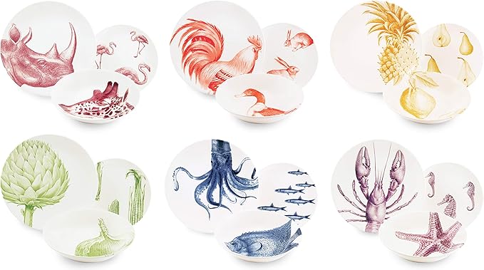 Excelsa Flora &amp Fauna Dinner Set Ceramic Multicoloured