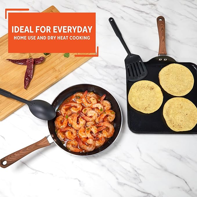 IMUSA Nonstick Ceramic Cookware Set 4-Piece 10.5in/10in with Soft-Touch Handles Aluminum Black