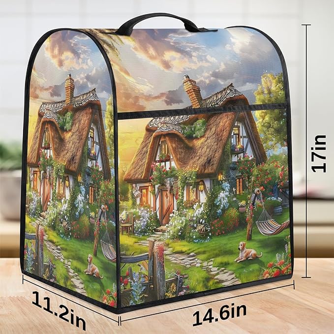 cfpolar Kitchen Aid Mixer Cover Compatible with 6-8 Quarts Flowers Dog Castle Farm Stand Mixer Cover Kitchen Aid Mixers Accessories Appliance Organizer Bag Dust Covers with Zipper Pocket